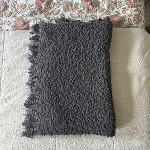Cozy West Elm Dark Gray Textured Throw Blanket